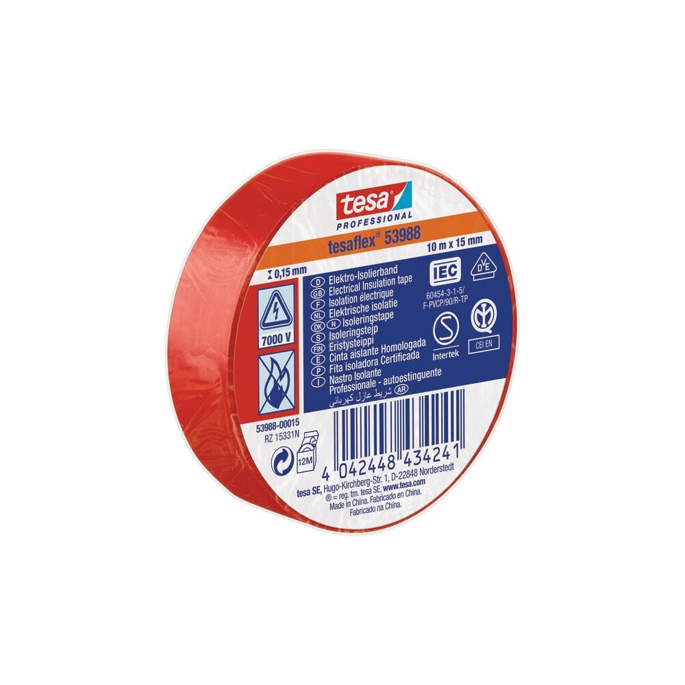 Isolasjonstape, rød, 10m x 15mm TesaFLEX® TESA