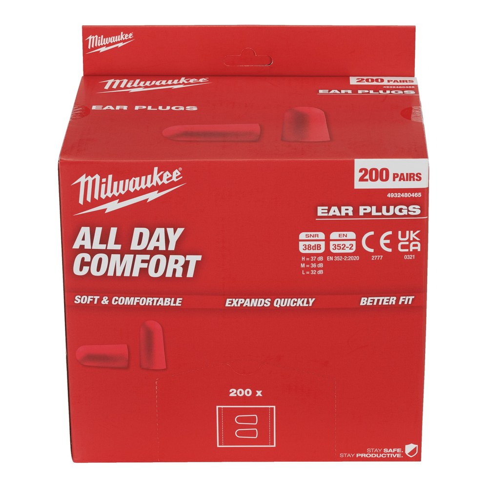 Milwaukee ørepropper i skum, SNR 38 dB