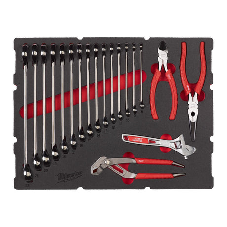 MAX BITE™ kombinasjonsnøkler og tangsett PACKOUT™ skuminnlegg 19 deler