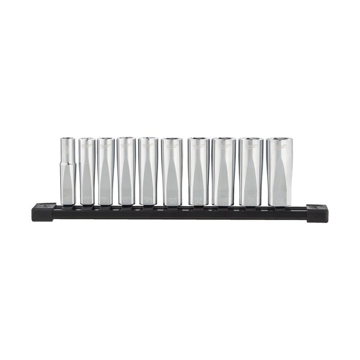 Dyp pipesett 3/8" metrisk, 10 deler