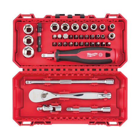 1/4" skralle- og pipesett 38 deler (PACKOUT-boks)