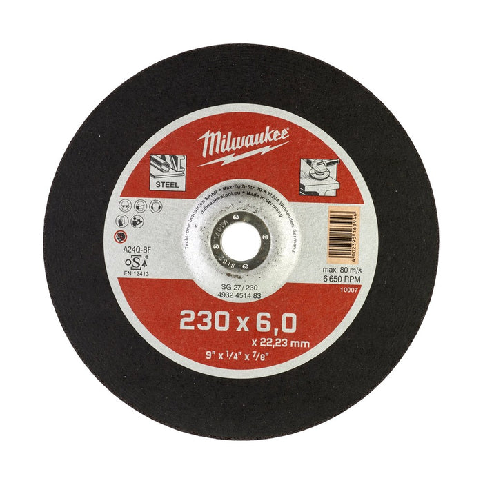 Slipeskive SG27 230 mm, 6 mm, vinklet