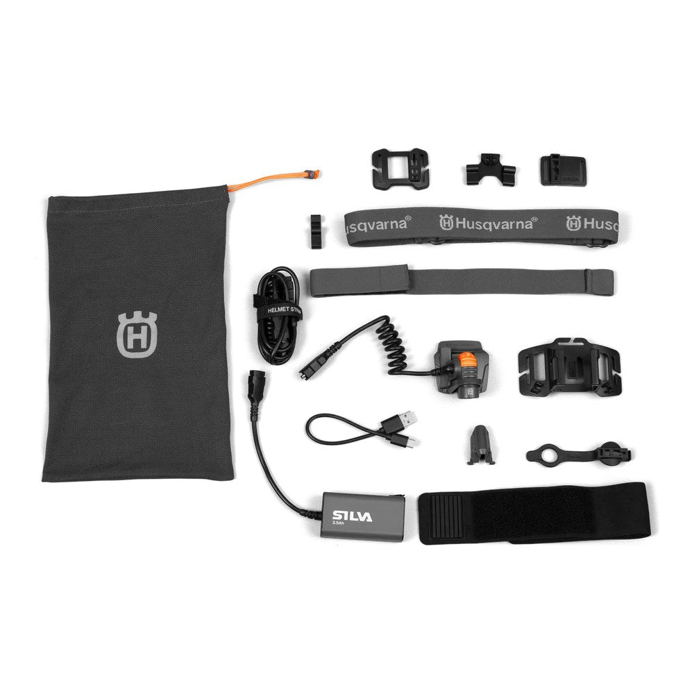 Husqvarna hjelmlampe 1200 med batteri til skogshjelm, Technical og skogshjelm Technical Mips