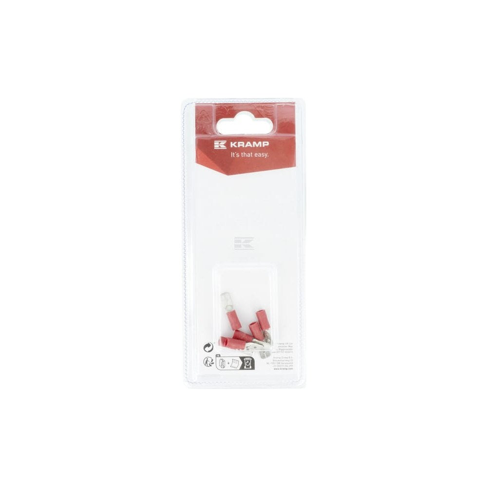 Flatstifthylse han, rød 6,3x0,8 mm - 0,5-1,0 mm² (6) Kramp