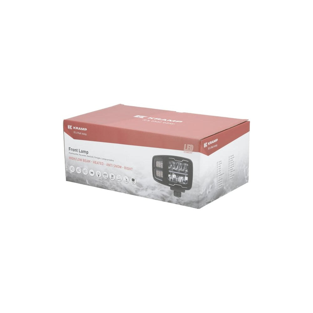 Hovedlys LED, rektangulær, 12/24V, 220x197,2x80,5 mm, oppvarmet, fjernlys/nærlys, anti-snø, høyre