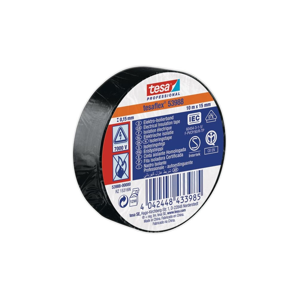 Isolasjonstape, svart, 10m x 15mm TesaFLEX® TESA