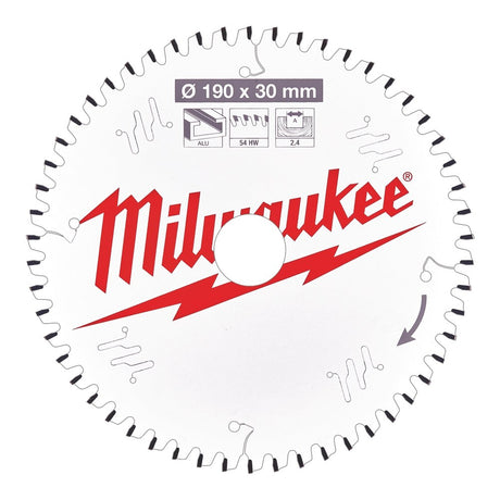 Milwaukee sirkelsagblad for aluminium 190 x 30 mm, 54T