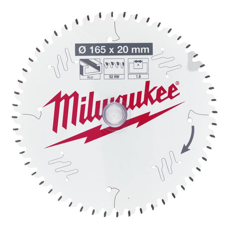 Milwaukee sirkelsagblad for aluminium 165 x 20 mm, 52T