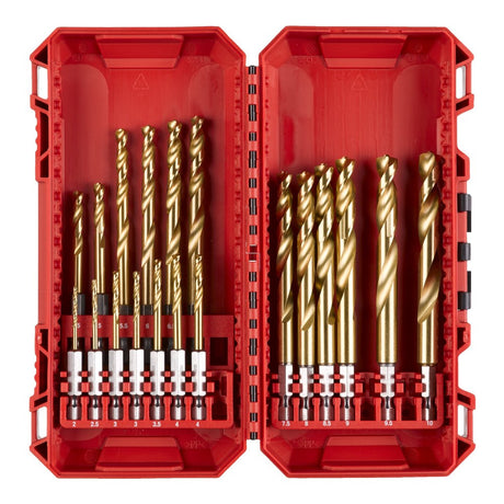 Milwaukee SHOCKWAVE Red Hex HSS-G TiN metallborsett, 19 deler