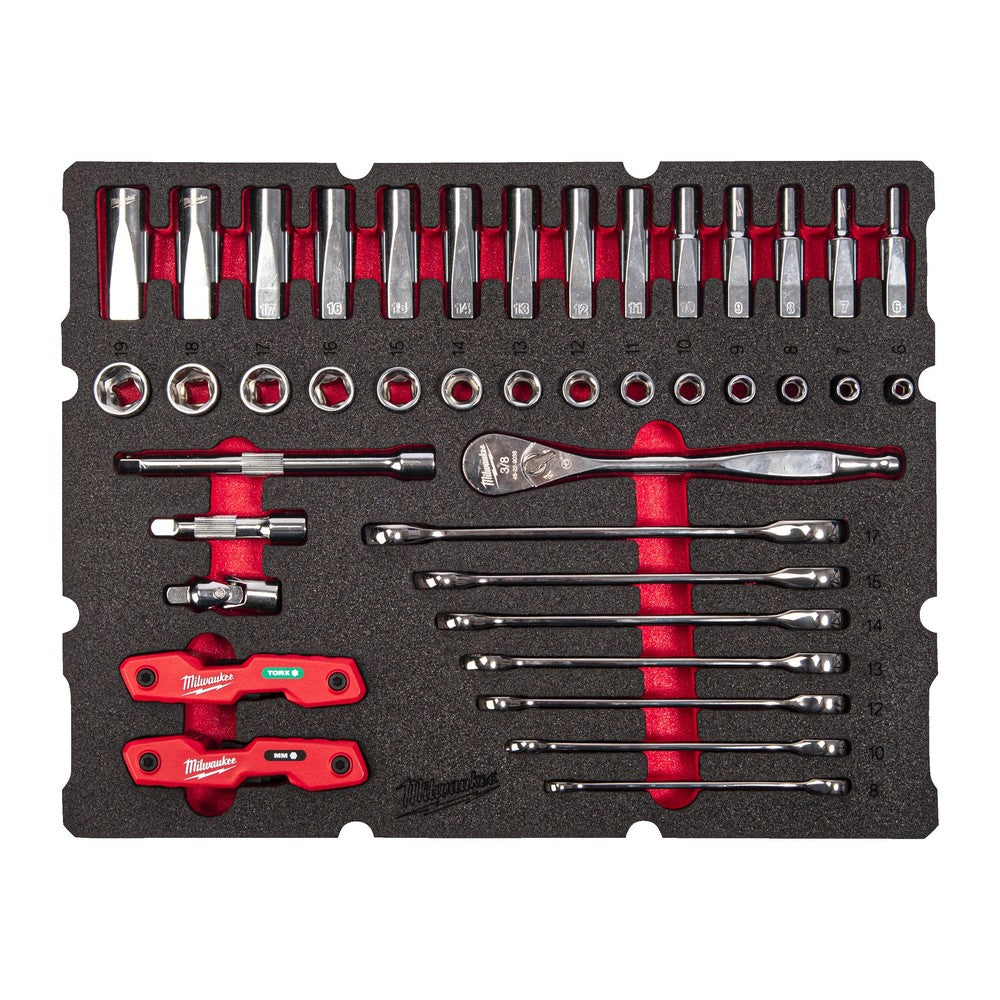 55 deler PACKOUT™ skuminnlegg for 3/8" skralle- og skrallenøkkelsett