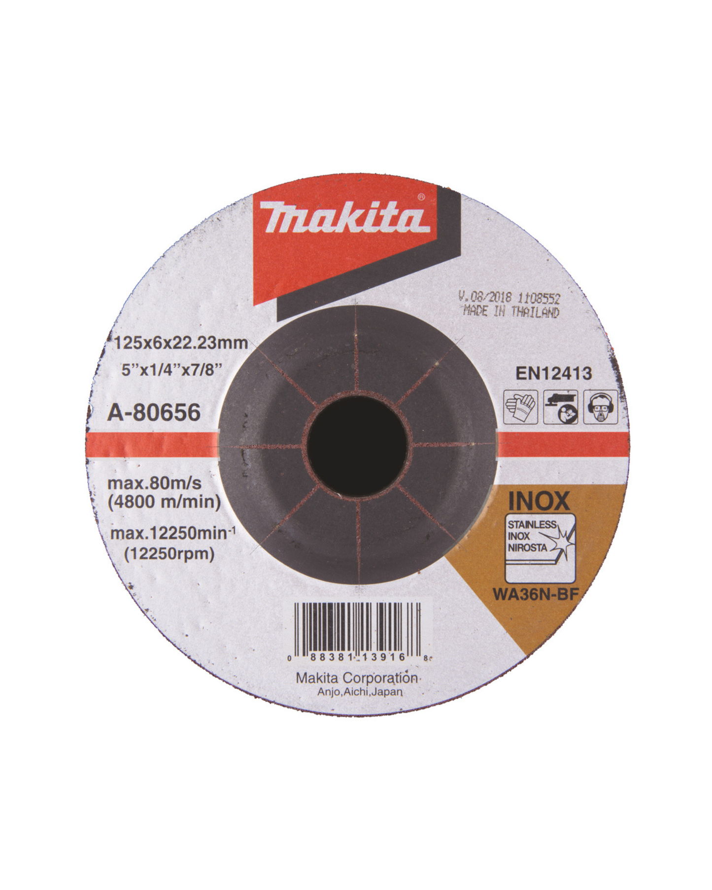 SLIPESKIVE RUSTFRITT METALL (INOX) 125X6,0MM A-80656 STK